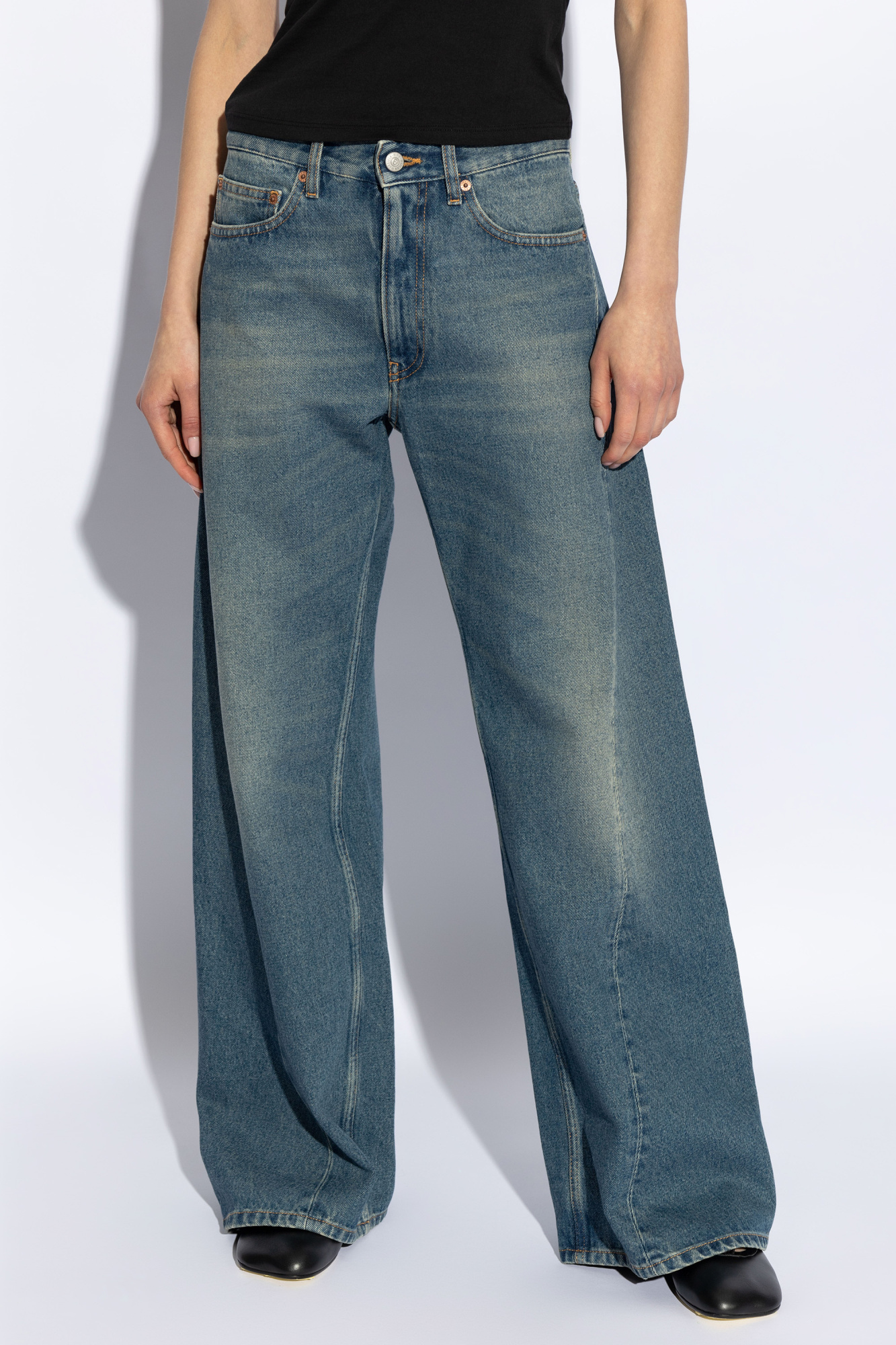 デニム・ジーパン Mm6 By Maison Margiela High-Waisted Vintage Effect Jeans Maison Margiela High-Waisted Vintage Effect Jeans - Black